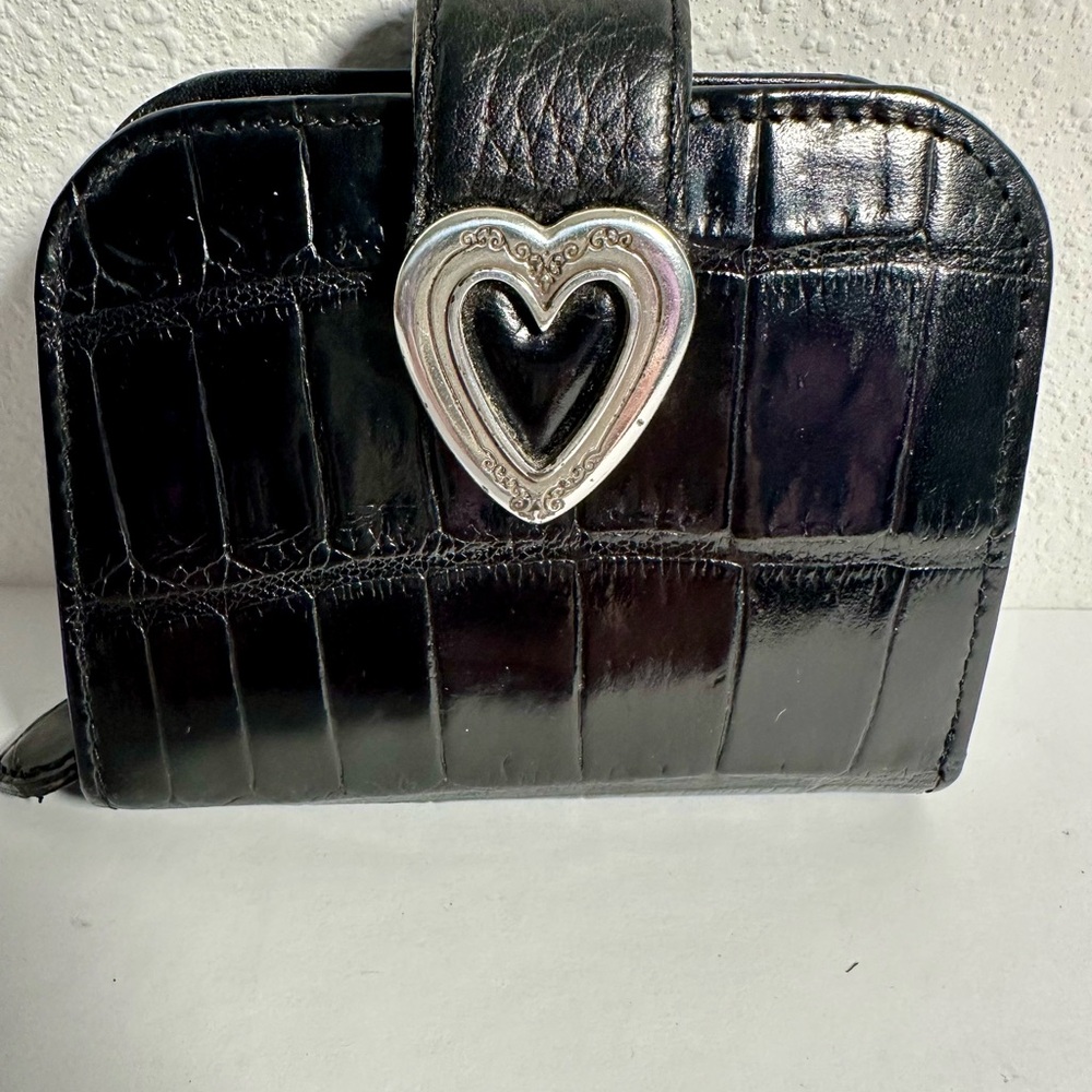 BRIGHTON COLLECTIBLES: Black Crocodile Leather Small Wallet